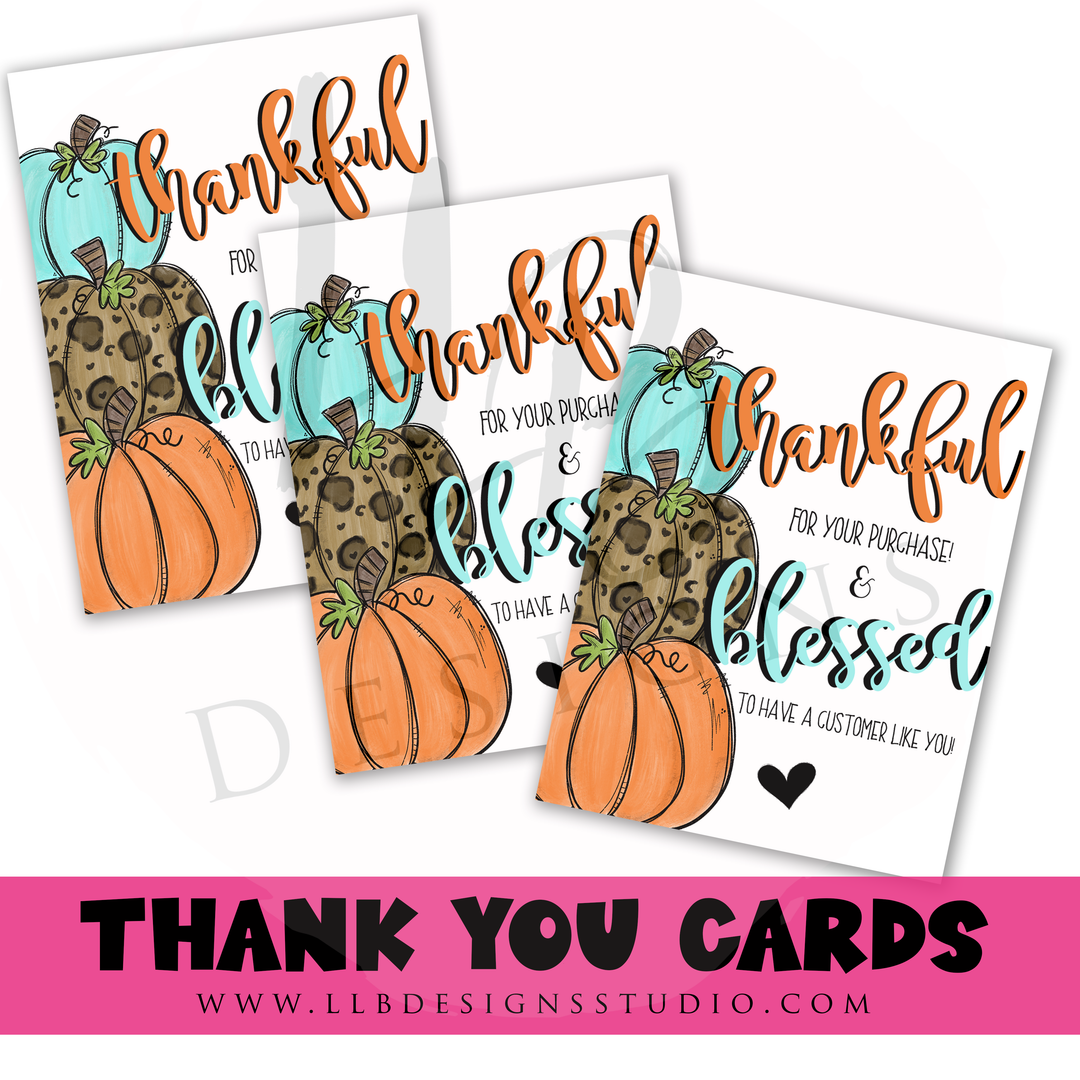Packaging Insert | Thankful + Blessed Pumpkin | SIZE 4 X 3 INCHES | Card Number: TY56 | Ready To Ship