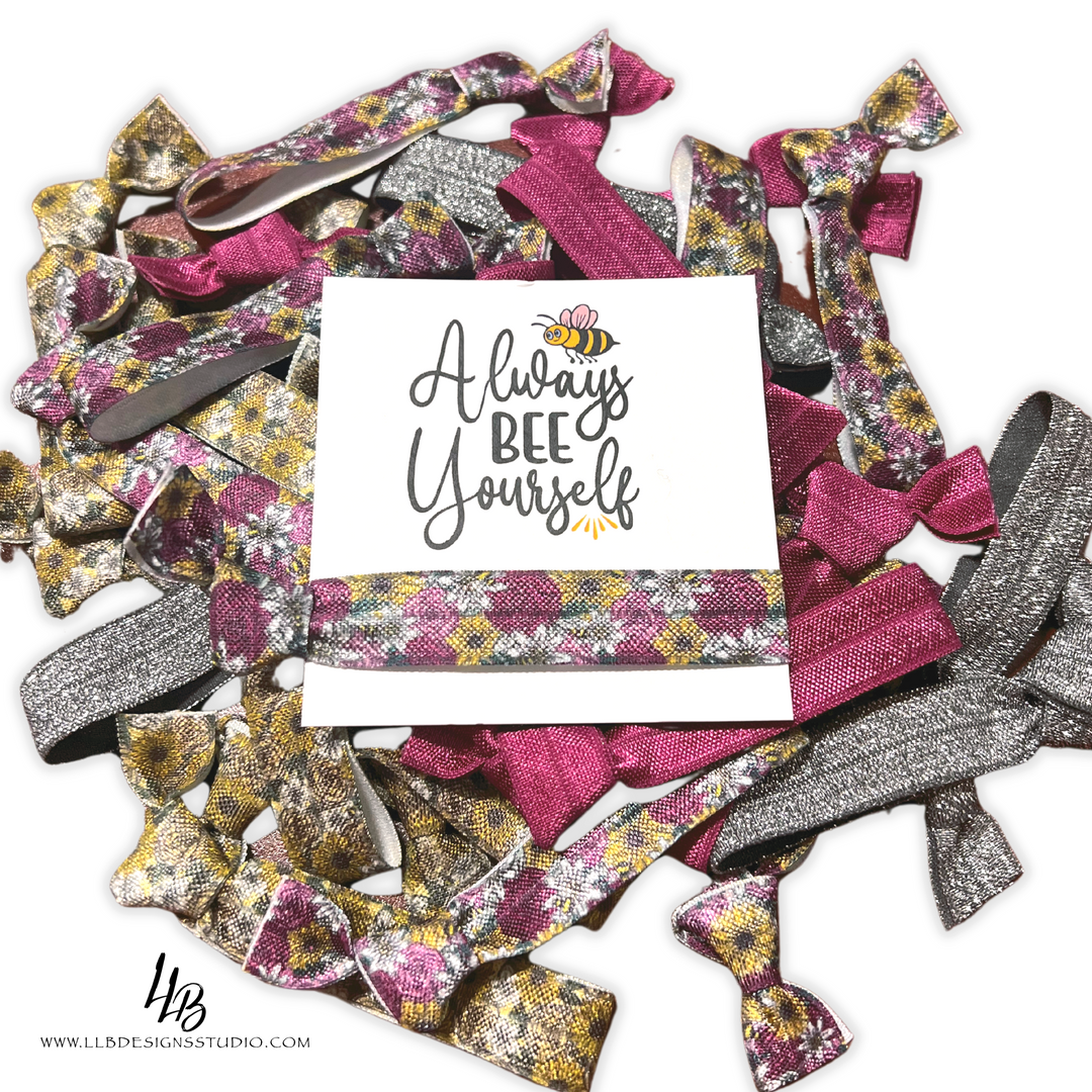Floral Bee Mix Pack Of Hair Ties + Always Bee Yourself Hair Tie Card