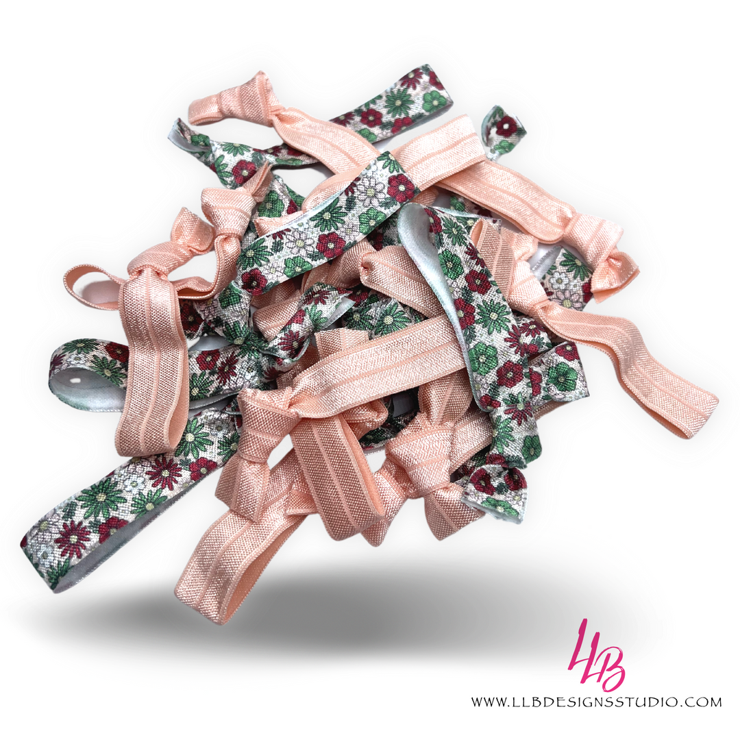 Peachy Retro Floral Mix Hair Ties