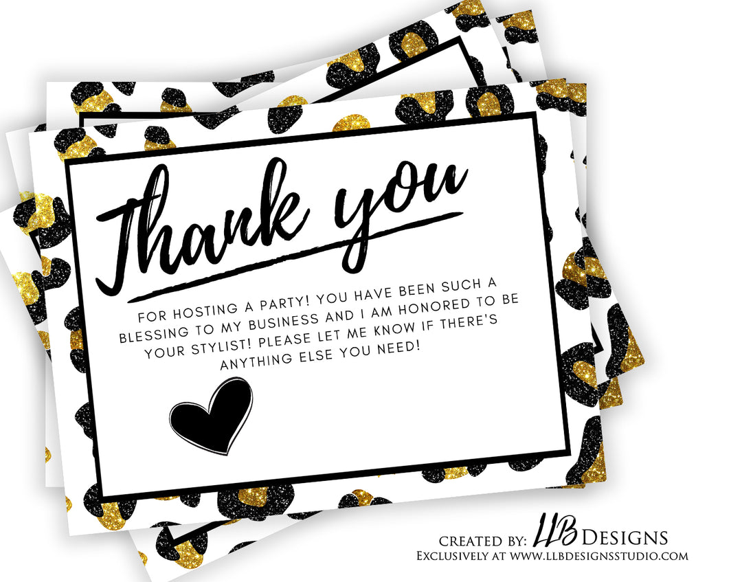 Packaging Insert | Thank You Host White Cheetah | SIZE 4 X 3 INCHES | Card Number: TY030 | Ready To Ship