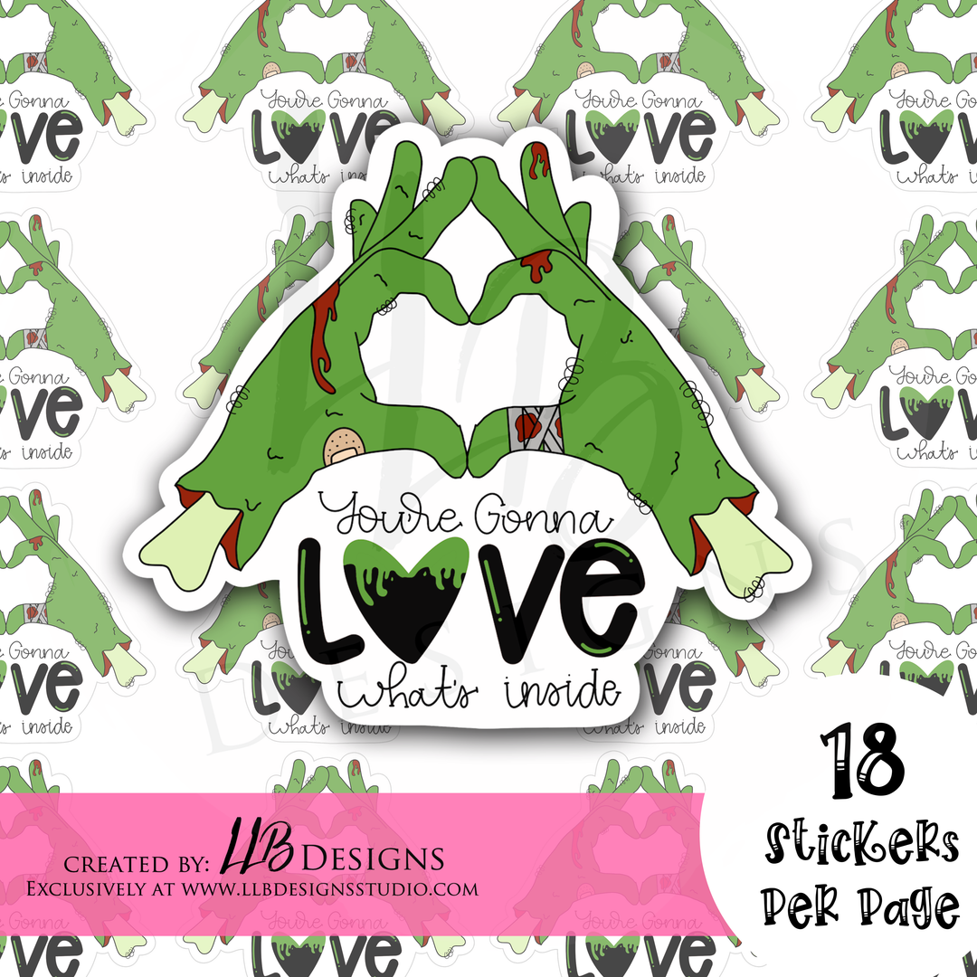 Zombies Your Gonna Love What Is Inside | Packaging Stickers | Business Branding | Small Shop Stickers | Sticker #: S0242 | Ready To Ship