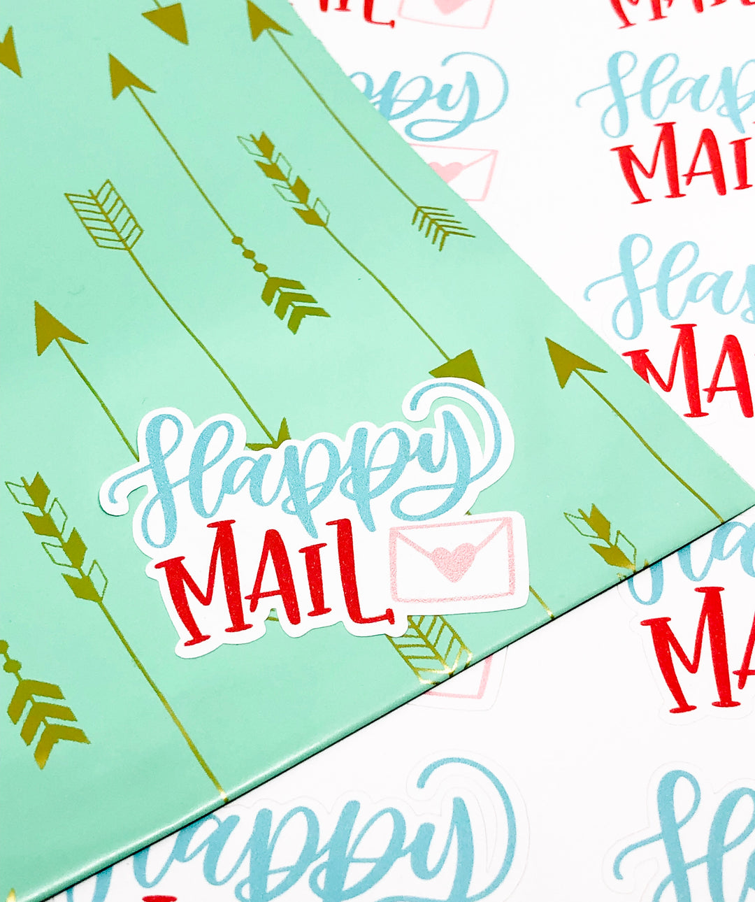 Happy Mail Envelope | Packaging Stickers | Business Branding | Small Shop Stickers | Sticker #: S0040 | Ready To Ship