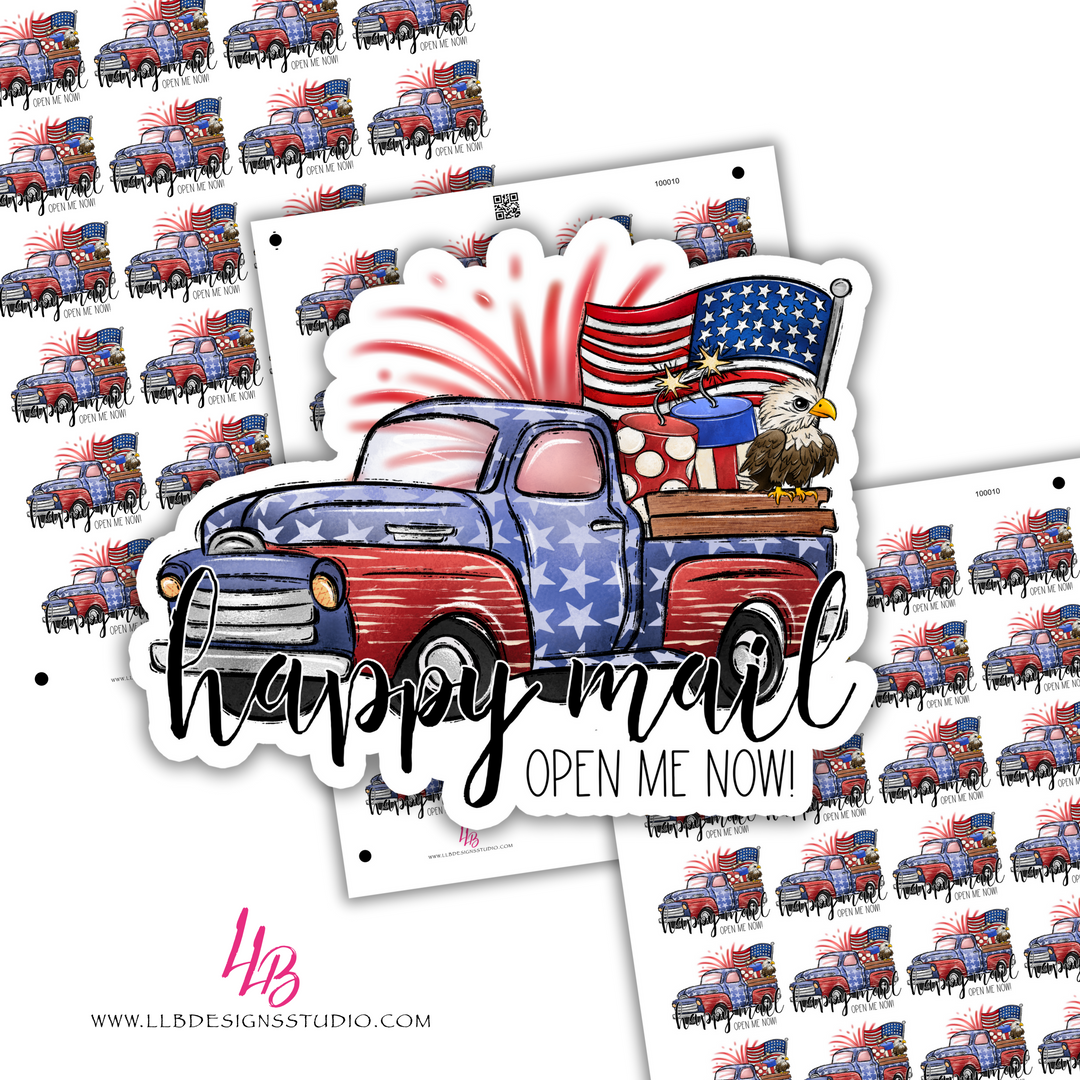USA Happy Mail Open Me Already,  Business Branding, Small Shop Stickers , Sticker #: S0614, Ready To Ship