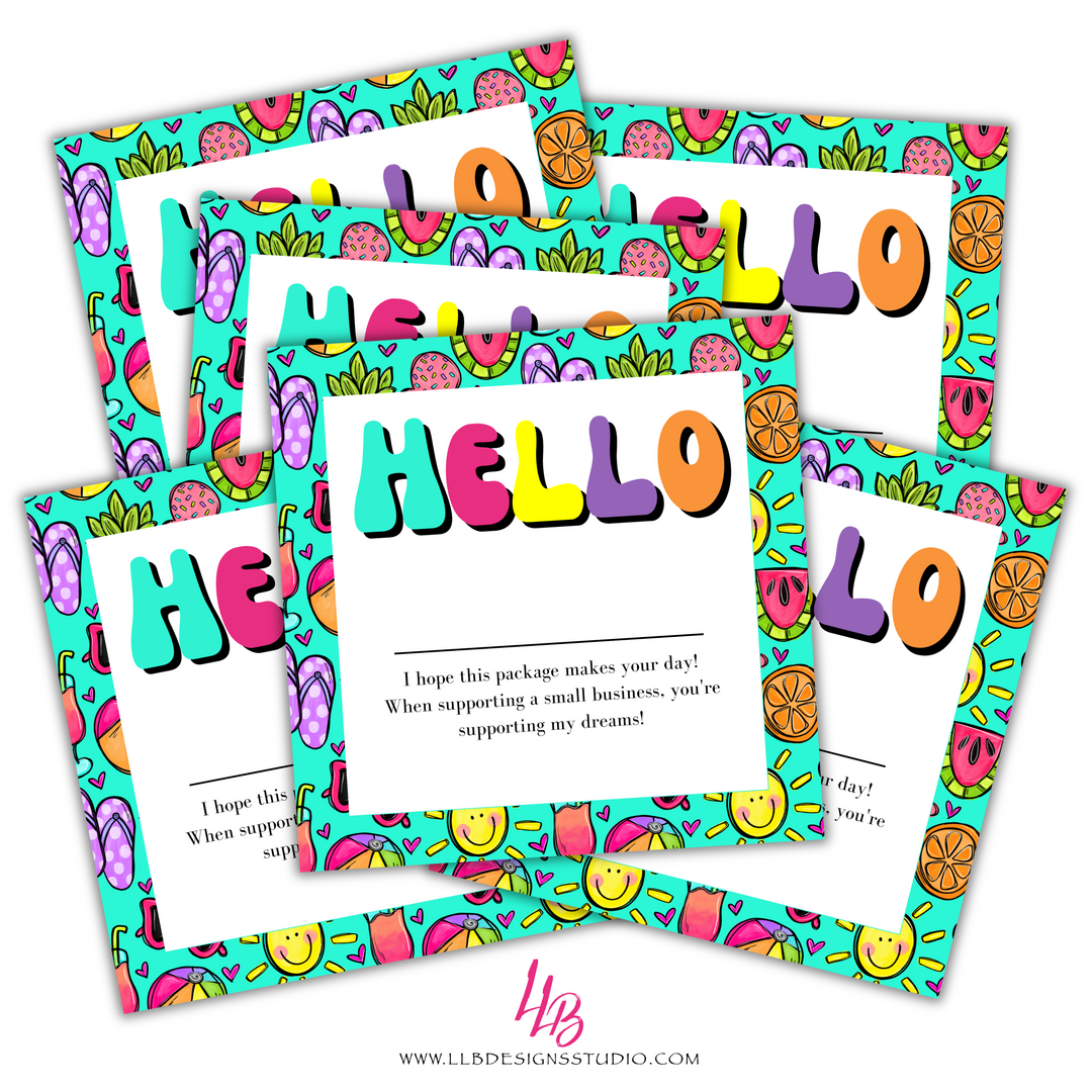 Summer Hello, Packaging Inserts - SIZE 3 X 3 INCHES | Card Number: TY97 | Ready To Ship