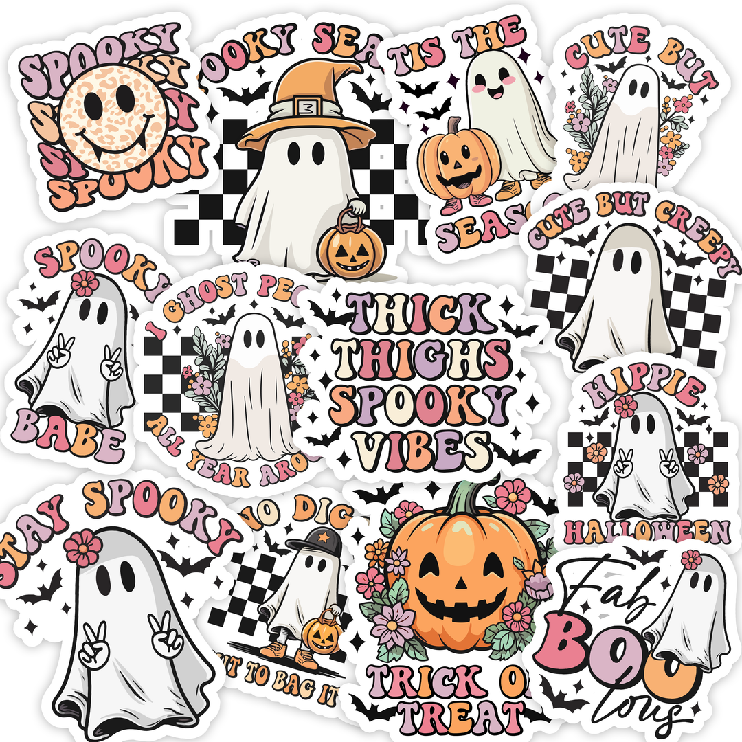 Spooky Ghost Bundle, Package Fillers, Business Branding, Small Shop Vinyl, Tumbler Decal, Laptop Sticker, Window Sticker,
