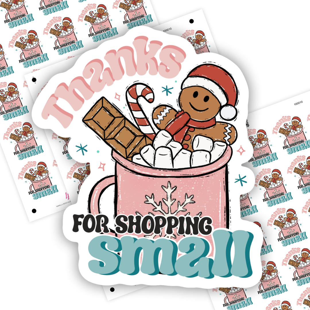 Thanks For Shopping Small Holiday Cheer  Business Branding, Small Shop Stickers , Sticker #: S0660, Ready To Ship