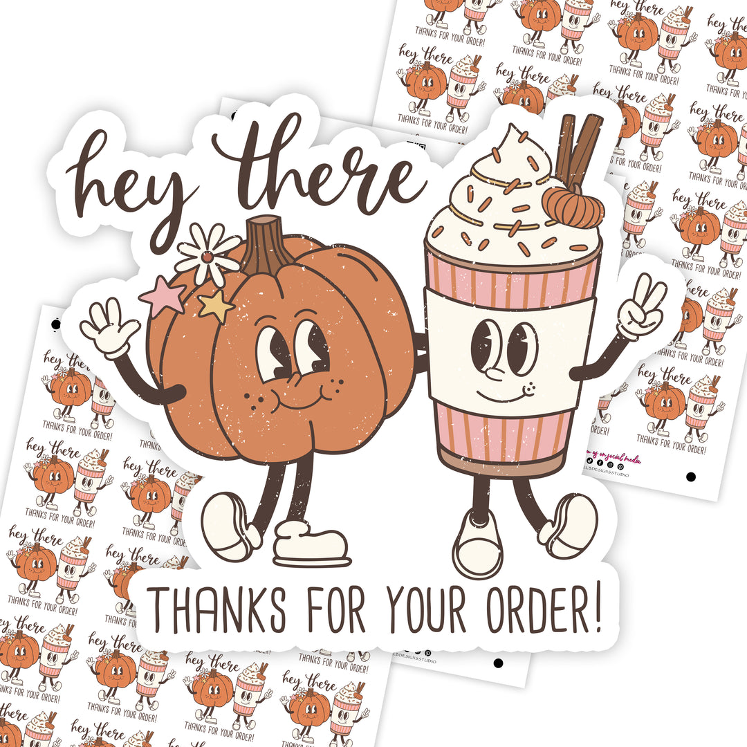 Hey There Pumpkin Spice  Business Branding, Small Shop Stickers , Sticker #: S0634, Ready To Ship
