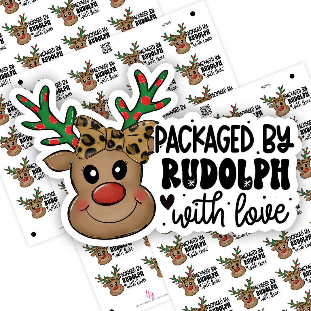 Packaged By Rudolph With Love -  Business Branding, Small Shop Stickers , Sticker #: S0663, Ready To Ship
