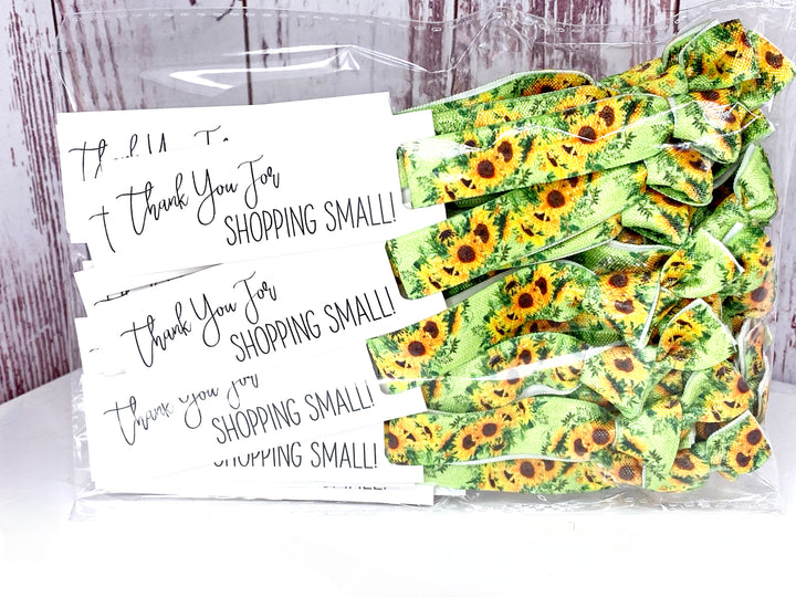 25 Mini Cards + Hair Ties - Everyday Sunflower Design