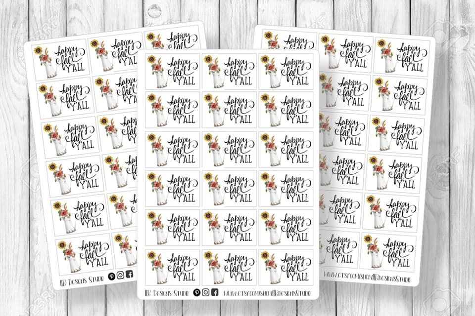 Happy Fall Y'all Sunflower  |  Packaging Stickers | Business Branding | Small Shop Stickers | Sticker #: S0152 | Ready To Ship