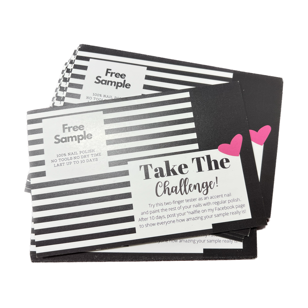 Take The Challenge | Free Sample Cards | Black and White Hearts