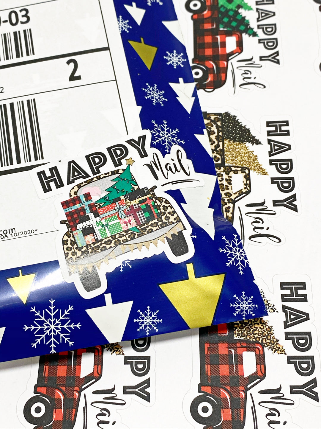 Holiday Happy Mail Truck | Packaging Stickers | Business Branding | Small Shop Stickers | Sticker #: S0052 | Ready To Ship