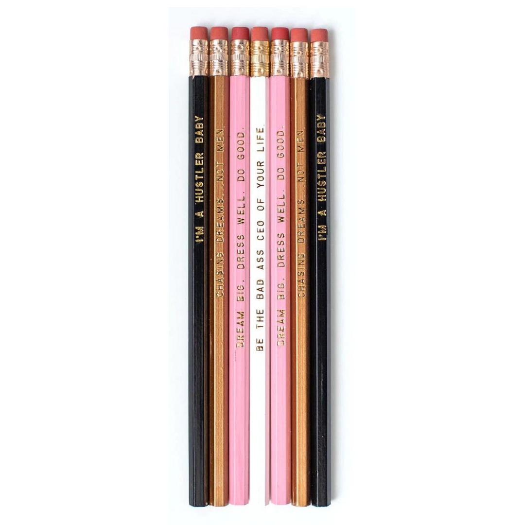 Pencil Sets - Foil Stamped | Bad A$$ Boss Lady Pencil Set | SKU #PENCIL03