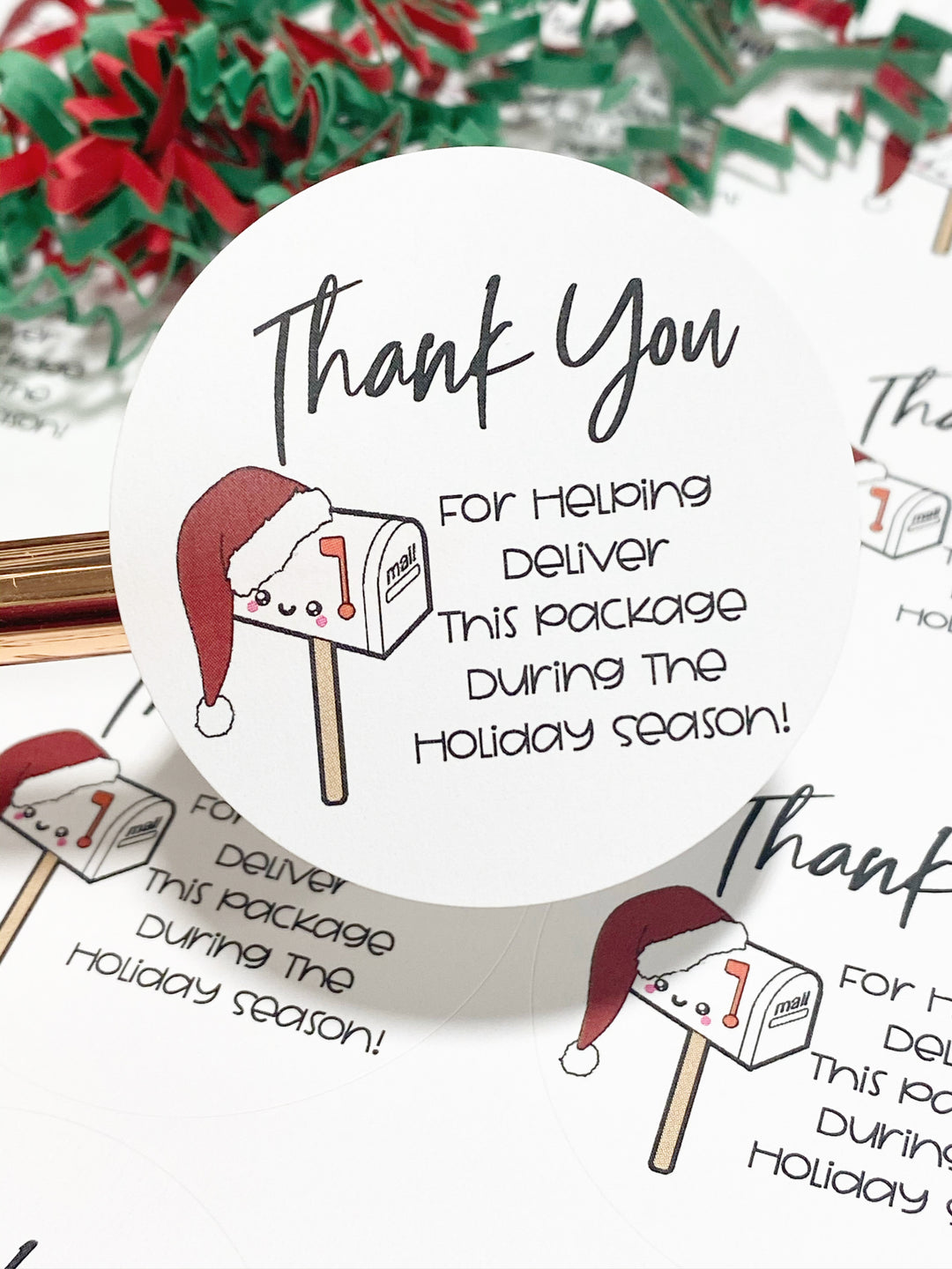 Thank you For Delivering This Holiday Season MailBox |  Packaging Stickers | Business Branding | Small Shop Stickers | Sticker #: S0111 | Ready To Ship