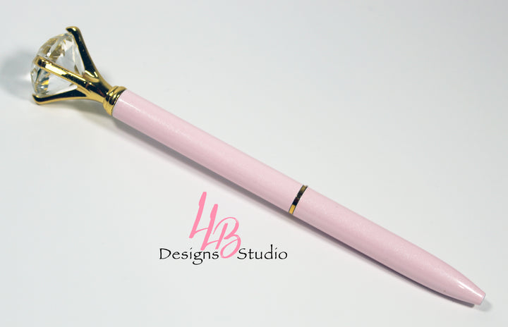 Stationary Pen | Baby Pink Shimmer Diamond Pen | Black Ink | SKU # PEN14