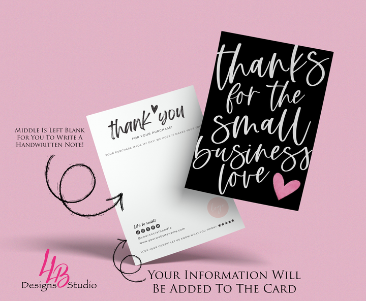 CUSTOM PACKAGING INSERT | SMALL BUSINESS LOVE | SIZE 4 X 6 INCHES | CARD NUMBER: TY82-CUSTOM
