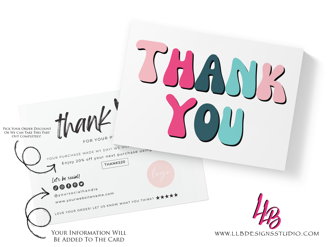 CUSTOM PACKAGING INSERT | THANK YOU CARD | SIZE 4 X 6 INCHES | CARD NUMBER: TY48-CUSTOM