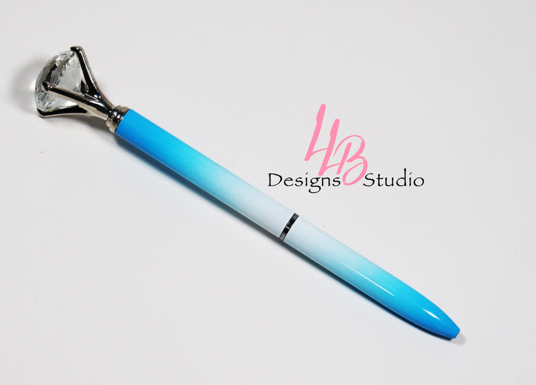 Stationary Pen | Blue Ombre Diamond Pen | Black Ink | SKU # PEN40