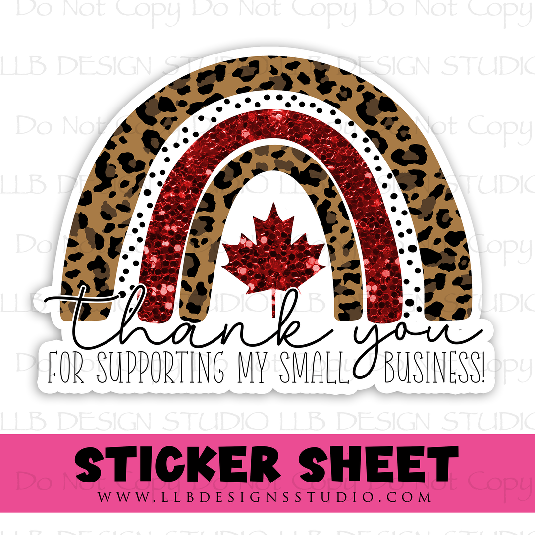 Canada Rainbow Thank You |  Packaging Stickers | Business Branding | Small Shop Stickers | Sticker #: S0398 | Ready To Ship