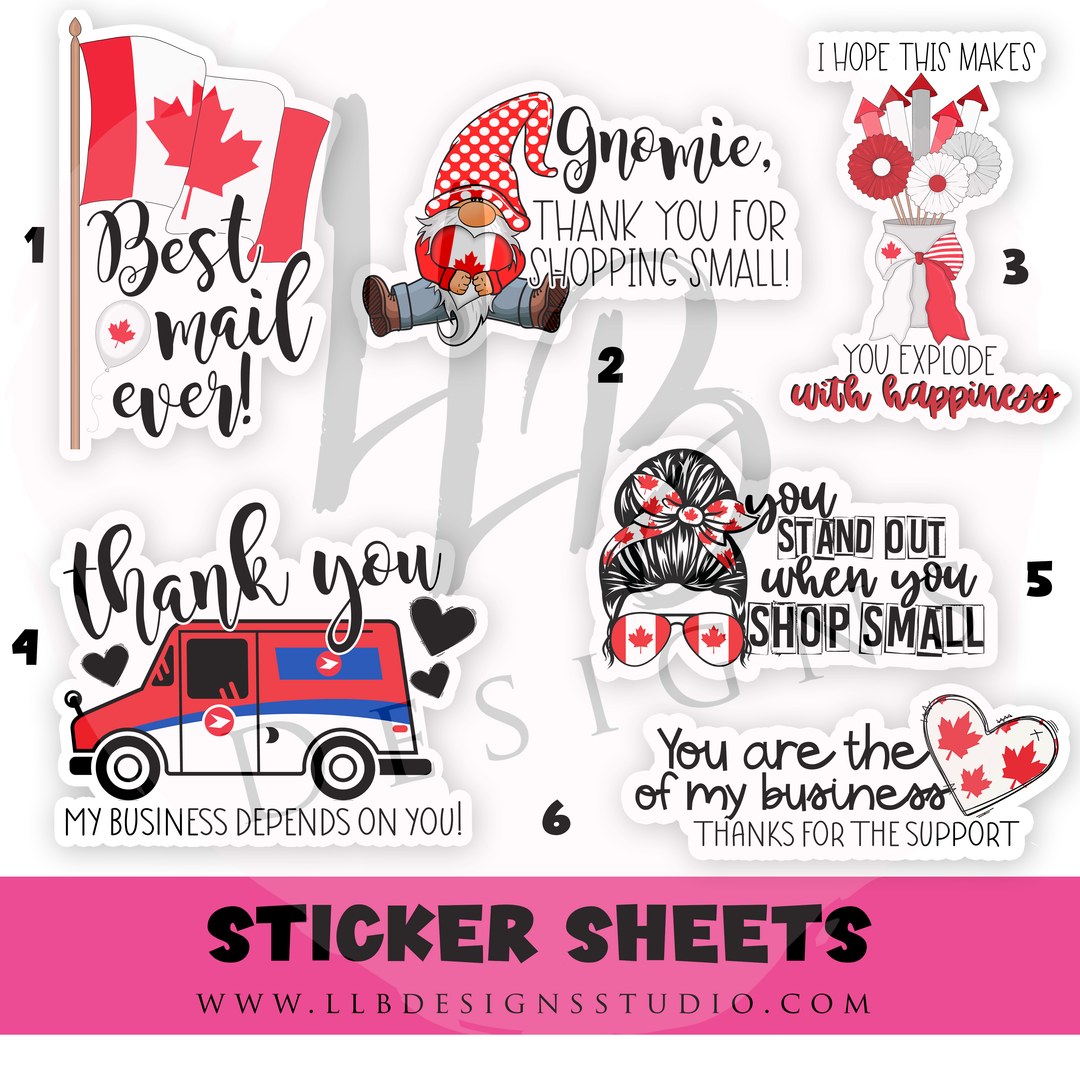 Canada Stickers Lady Boss Box Stickers - Pick Your Sticker Sheet |  Packaging Stickers | Business Branding | Small Shop Stickers |  | Ready To Ship