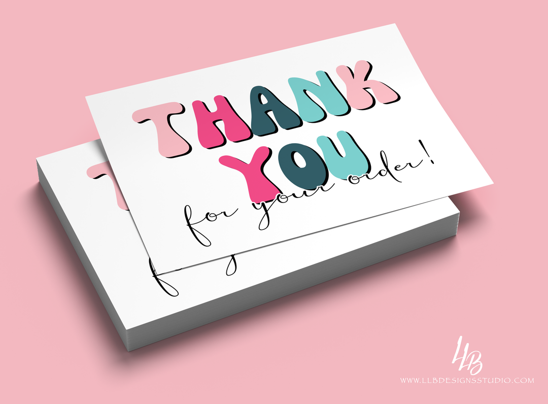 Packaging Insert  | Summer Retro - Thank You  |  SIZE 4 X 3 INCHES | Card Number: TY48 | Ready To Ship