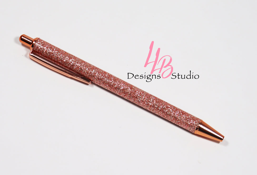 Stationary Pen | Champagne Glitter Clickable Pen | Black Ink | SKU # PEN46
