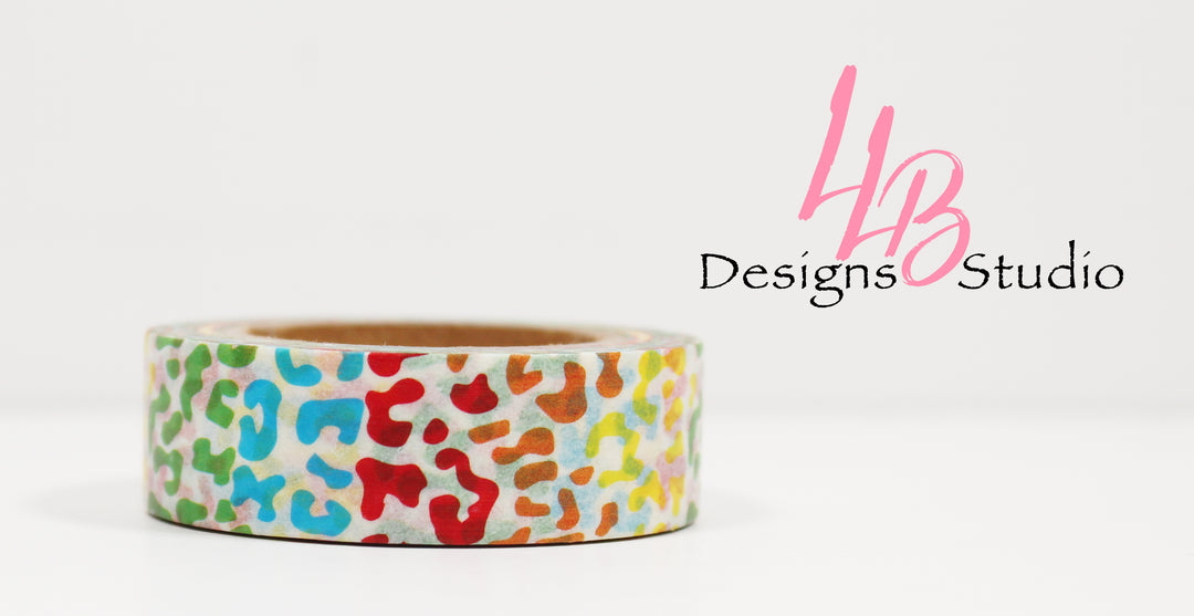 Washi Tape Rolls | Green Blue Red Brown and Yellow Doodling | Washi Tape Size: 15mm x 10mm | SKU # WT0037