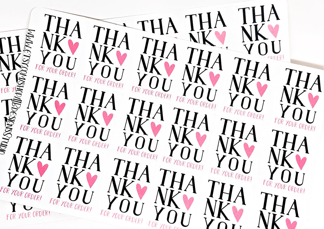 Thank You Pink Heart Stickers | Packaging Stickers | Business Branding | Small Shop Stickers | Sticker #: S0036 | Ready To Ship