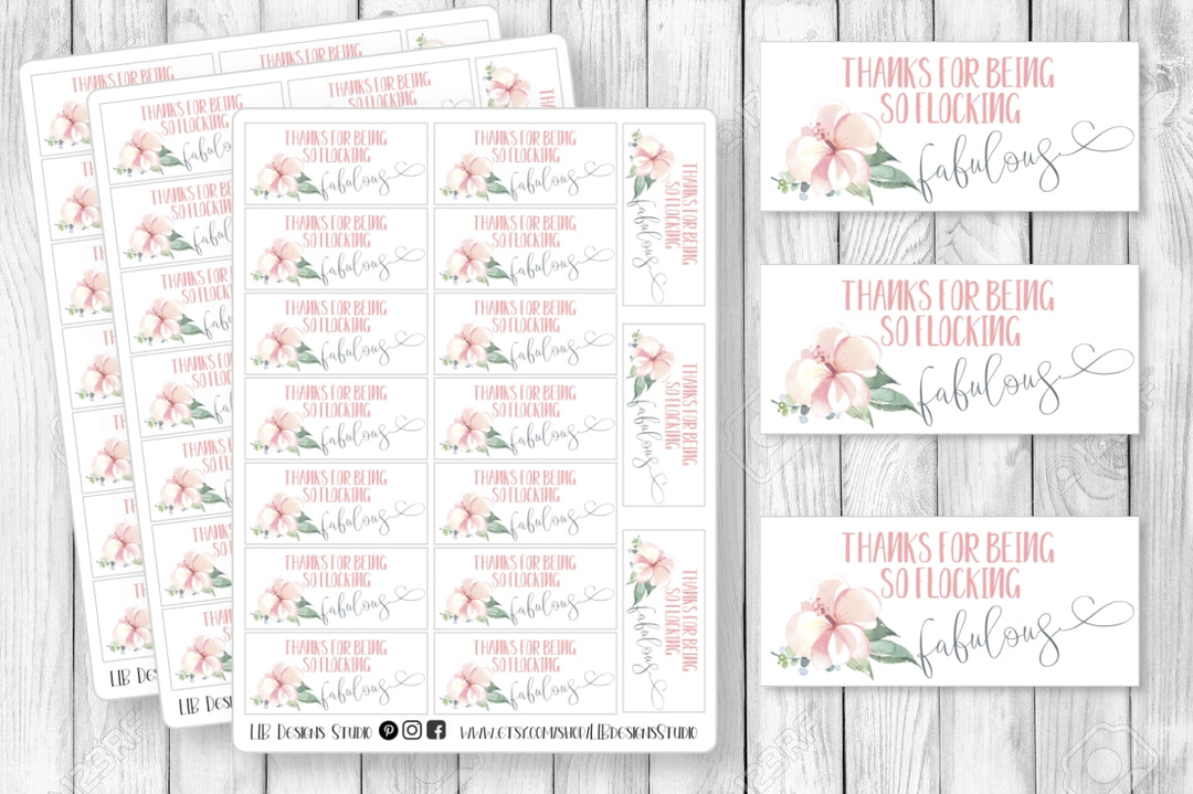 Flamingo Square Stickers | Packaging Stickers | Business Branding | Small Shop Stickers | Sticker #: S0158 | Ready To Ship