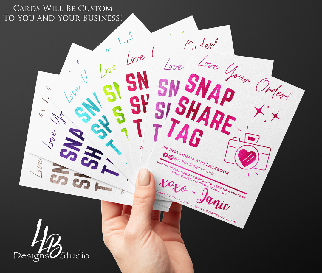 CUSTOM FOIL PACKAGING INSERT | SNAP SHARE and TAG | SIZE 3 X 4 INCHES |