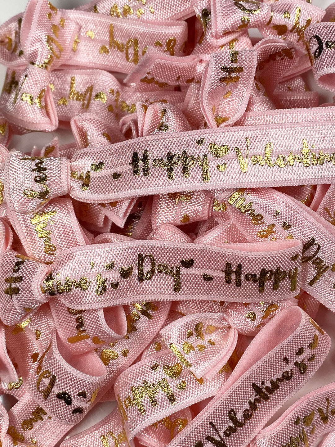 Baby Pink Happy Valentines Day Hair Ties
