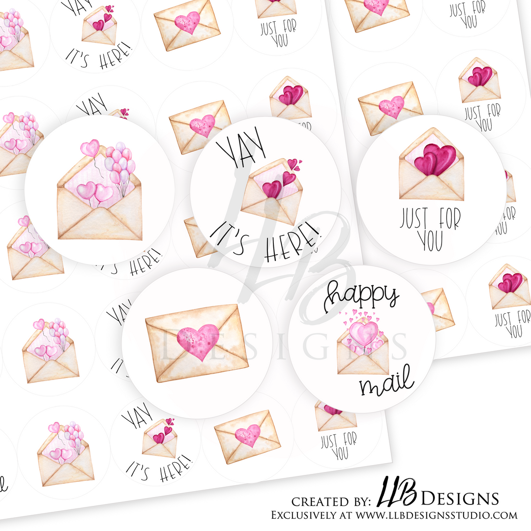 Valentines Mix Envelopes Stickers |  Packaging Stickers | Business Branding | Small Shop Stickers | Sticker #: S0095 | Ready To Ship