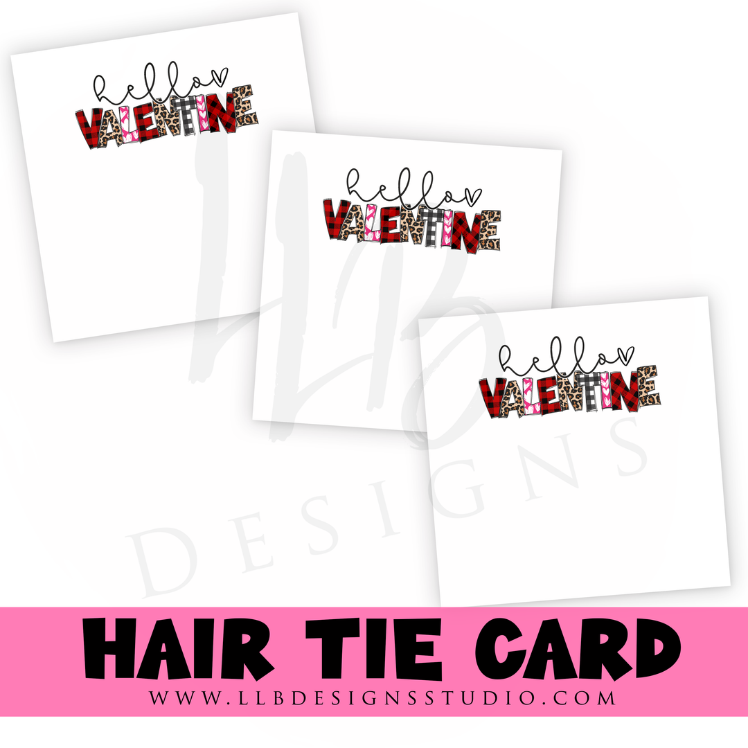 HAIR TIE CARDS ONLY!  | Happy Valentine's Day  Hair Tie Card | 10 or 25  Cards |