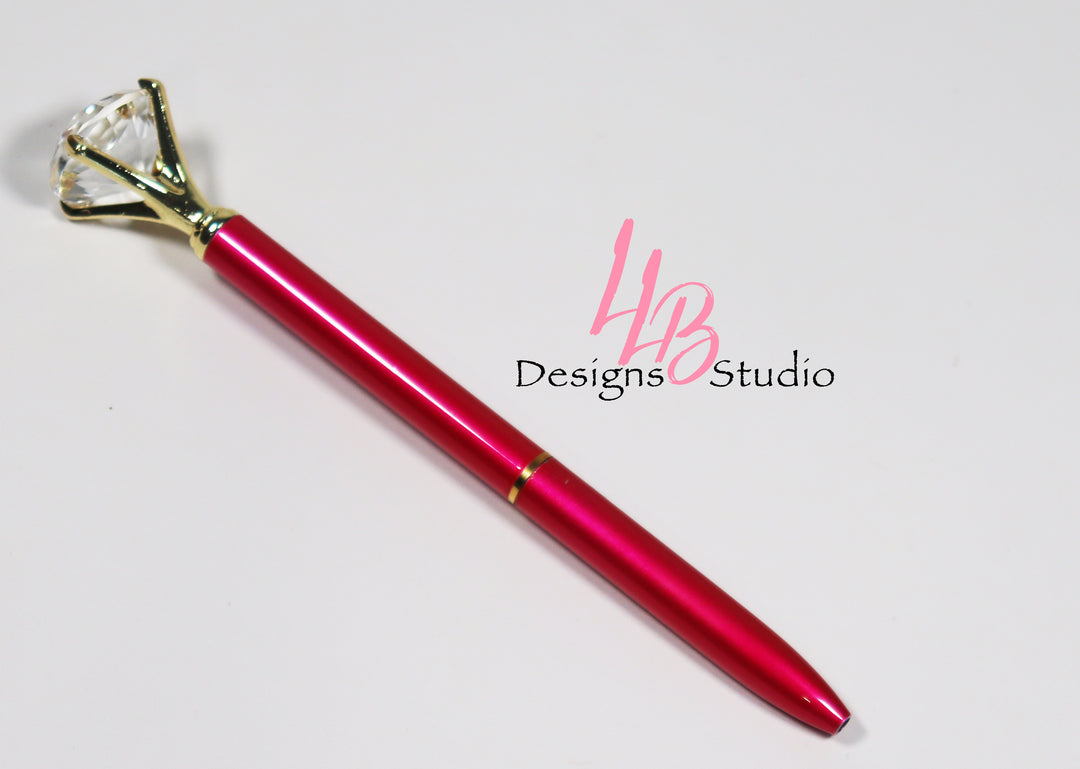 Stationary Pen | Hot Pink Metallic Diamond Pen | Black Ink | SKU # PEN44