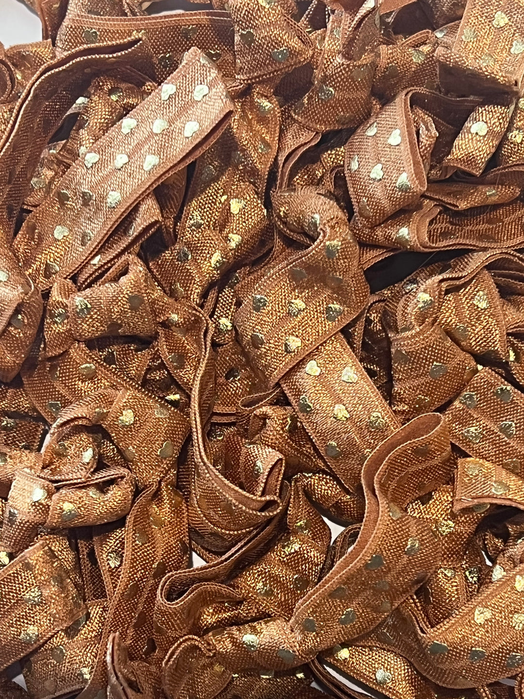 Copper With Gold Hearts Hair Ties