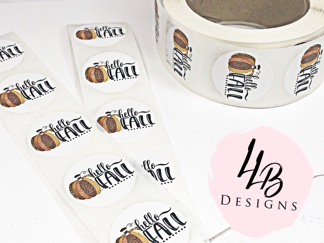 Hello Fall | Rolled Matte Laminate Stickers | Thank You Stickers | Sticker #: R001 | Ready To Ship