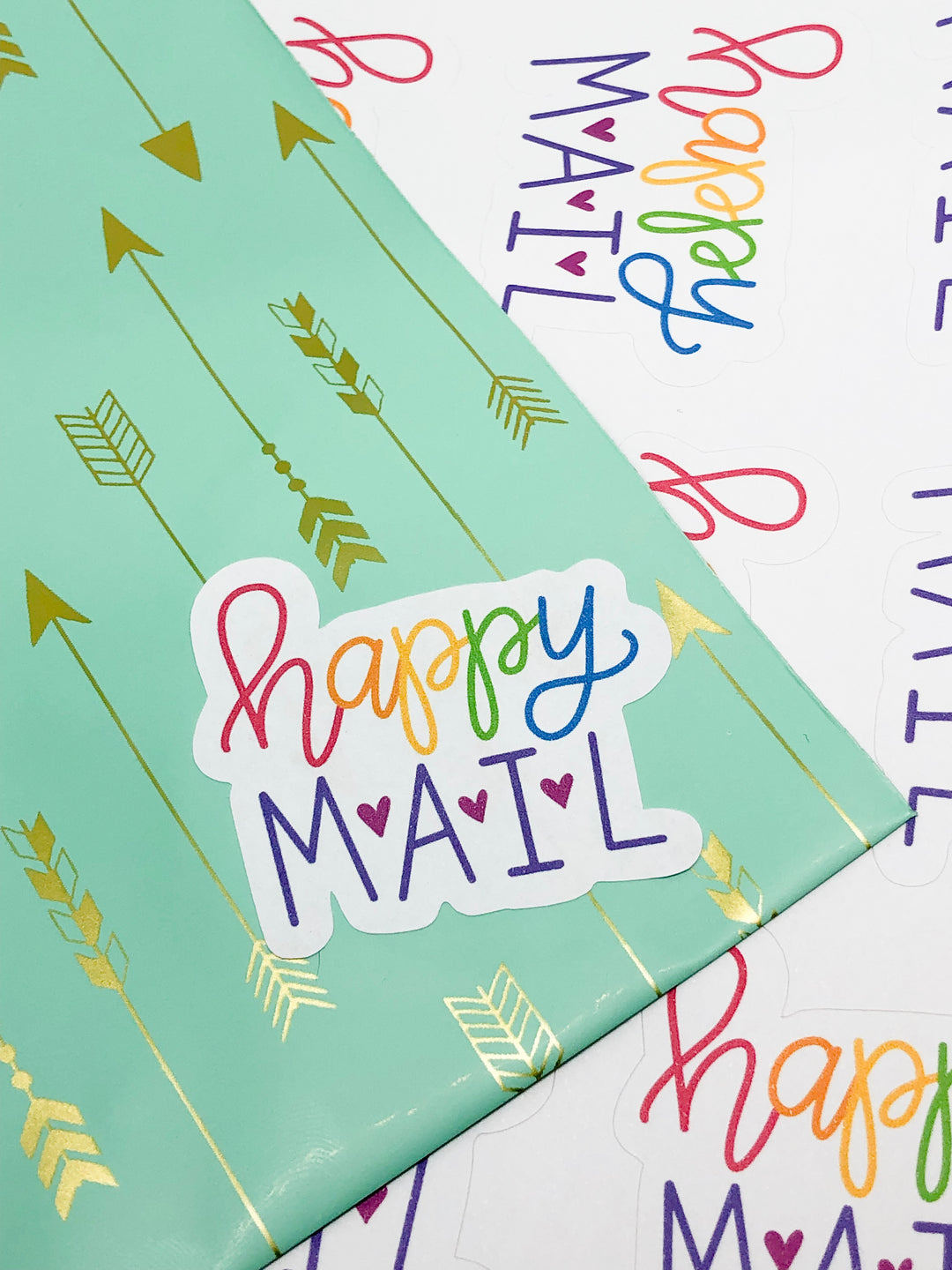 Rainbow Happy Mail Stickers  | Packaging Stickers | Business Branding | Small Shop Stickers | Sticker #: S0002 | Ready To Ship