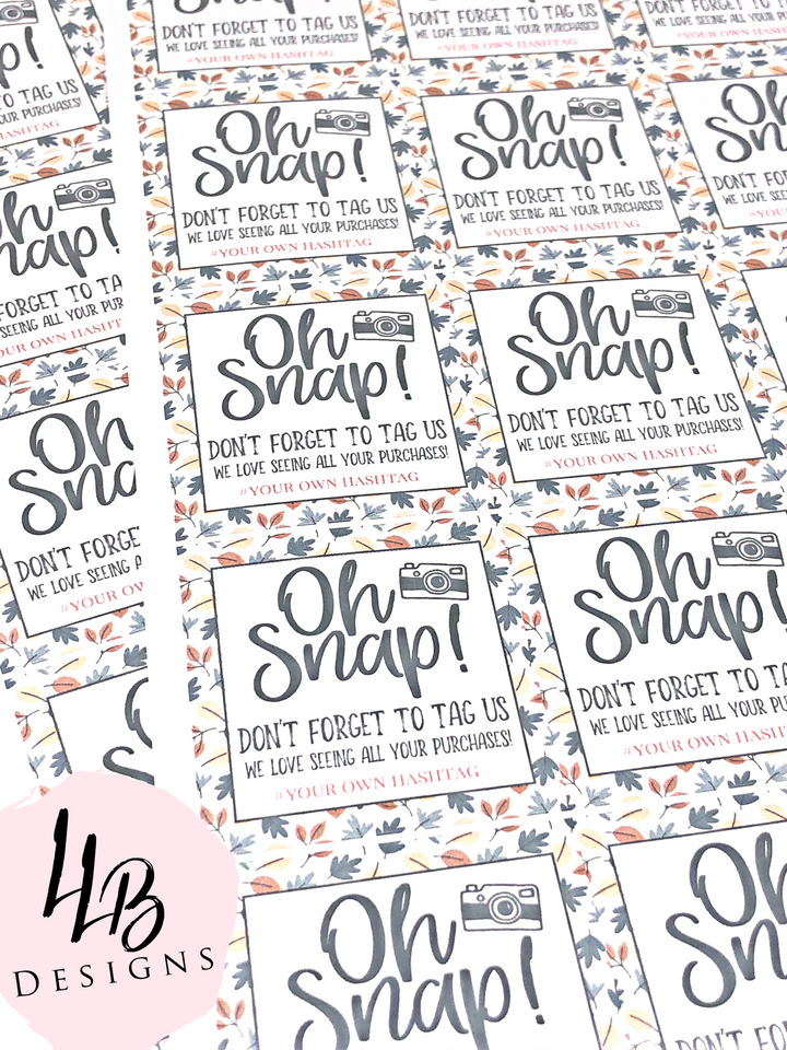 Fall Oh Snap! #Hashtag  | Packaging Stickers | Business Branding | Small Shop Stickers | Sticker #: S0041 | Ready To Ship