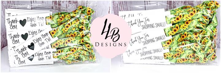 25 Mini Cards + Hair Ties - Everyday Sunflower Design