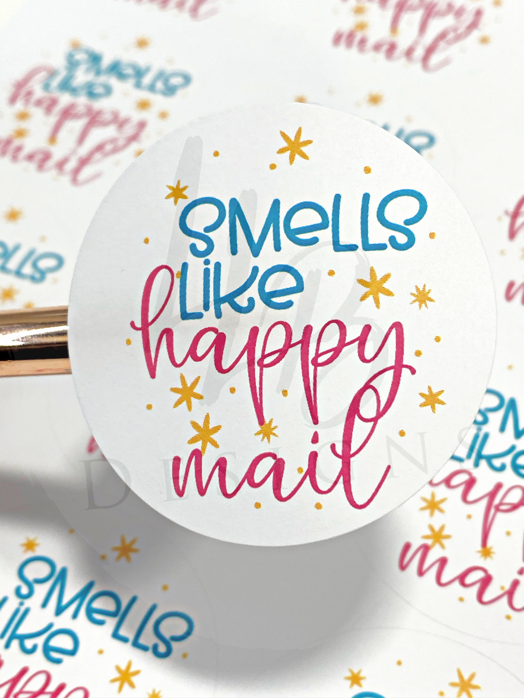 Smells Like Happy Mail |  Packaging Stickers | Business Branding | Small Shop Stickers | Sticker #: S0046 | Ready To Ship