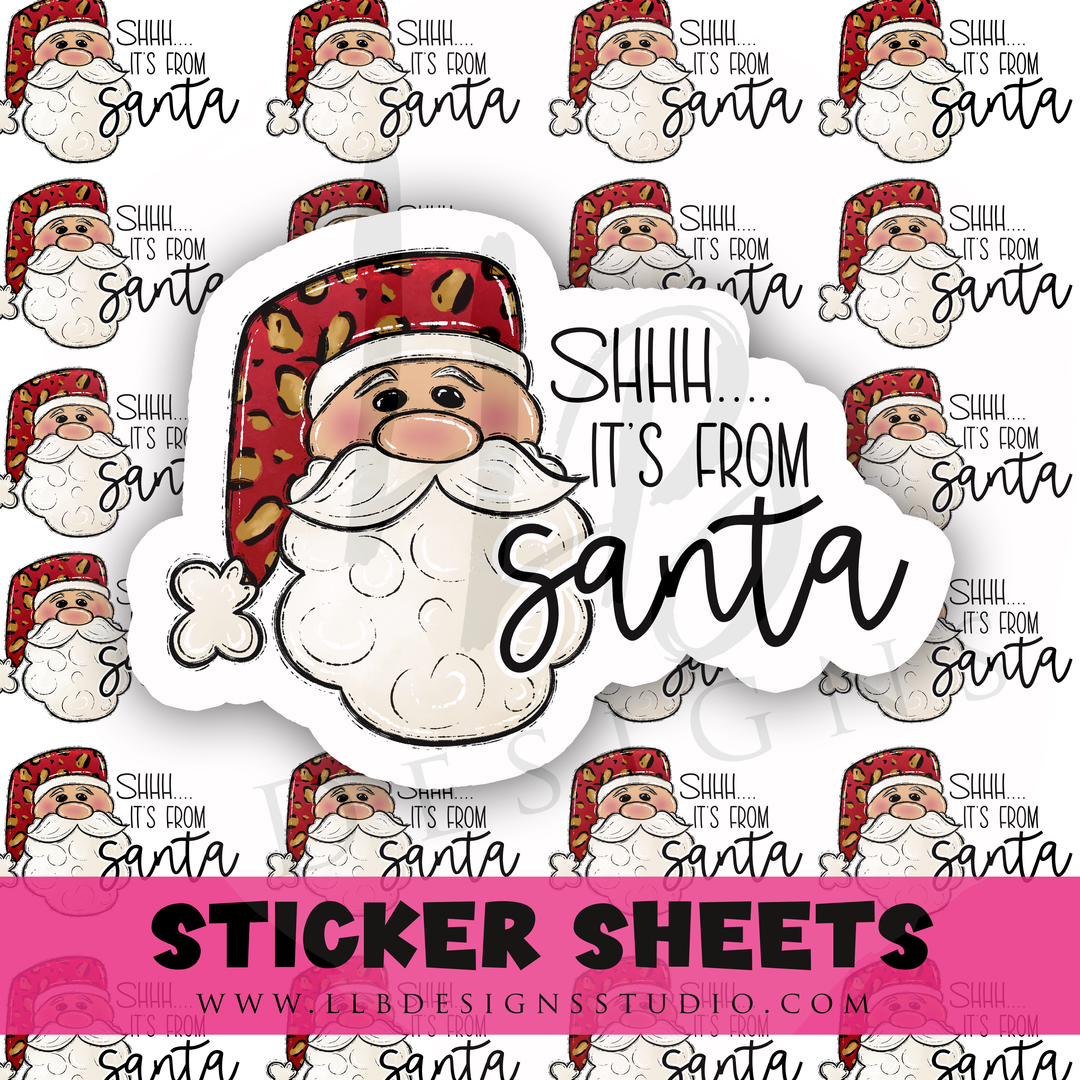 Shh It's From Santa | Packaging Stickers | Business Branding | Small Shop Stickers | Sticker #: S0509 | Ready To Ship