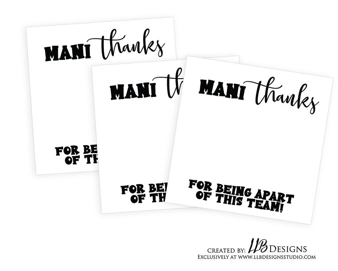 Grammar Issue Misprint Cards - HAIR TIE CARDS ONLY!  | Mani Thanks Thanks For Being Apart Of This Team | 10 or 25  Cards |
