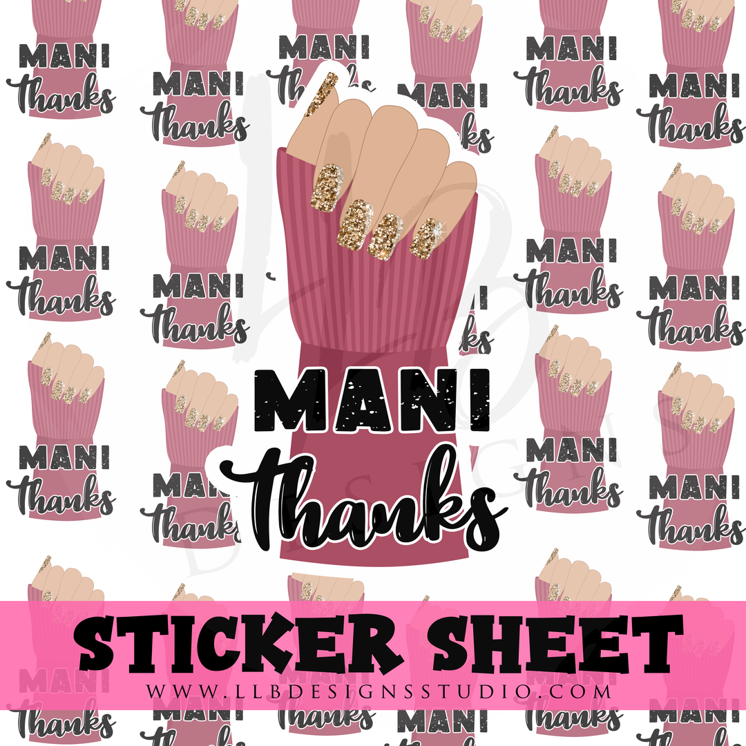 Mani Thanks  |  Packaging Stickers | Business Branding | Small Shop Stickers | Sticker #: S0296 | Ready To Ship