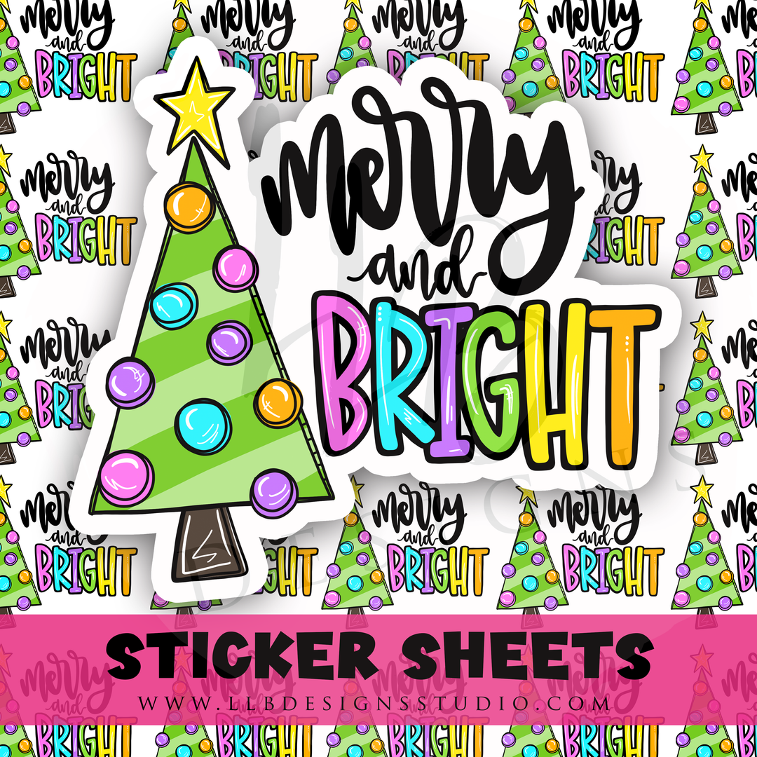 Neon Merry + Bright Tree | Packaging Stickers | Business Branding | Small Shop Stickers | Sticker #: S0512 | Ready To Ship
