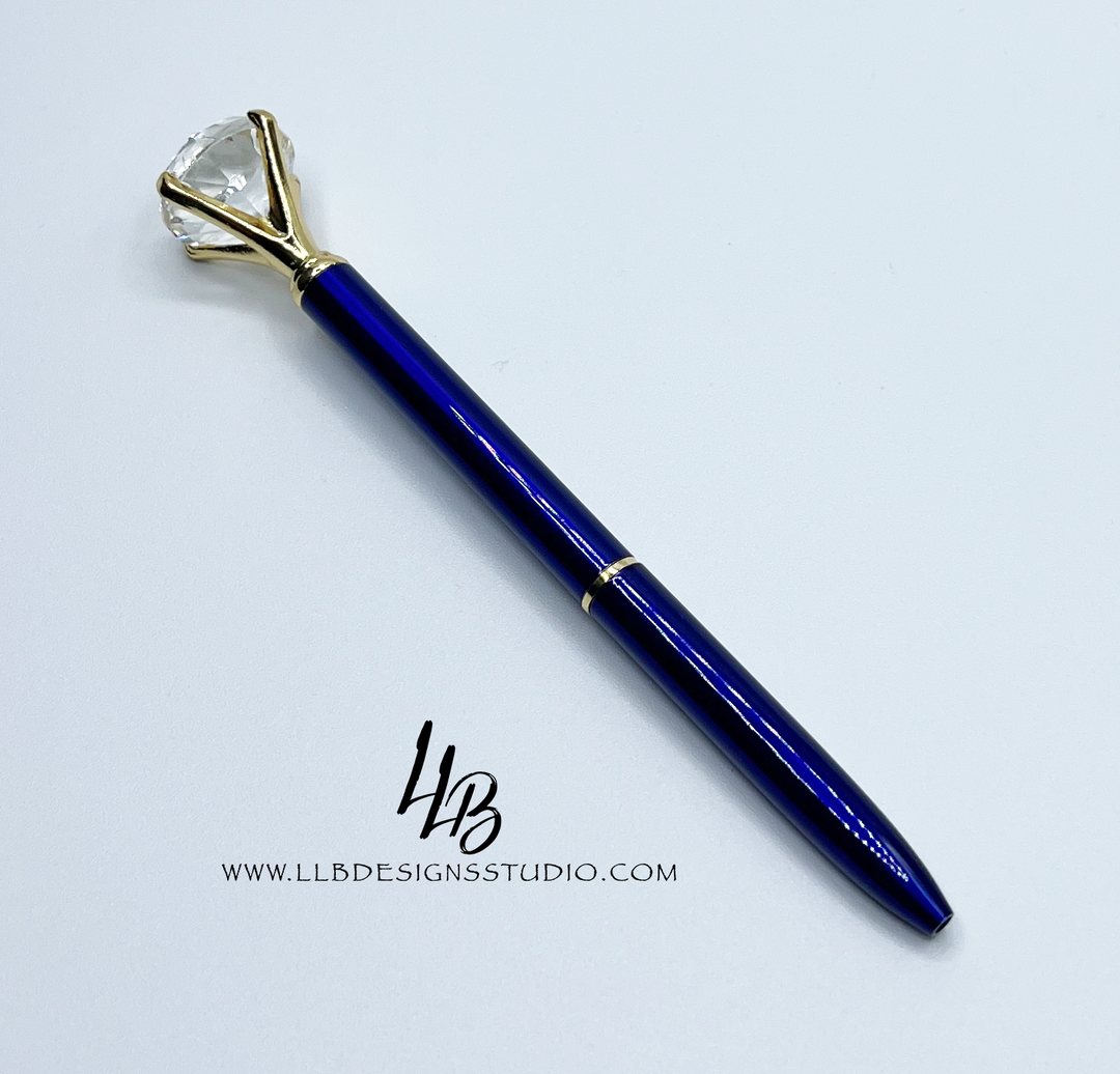 Stationery Pen | Metallic Blue l Diamond Pen | Black Ink | SKU # PEN94