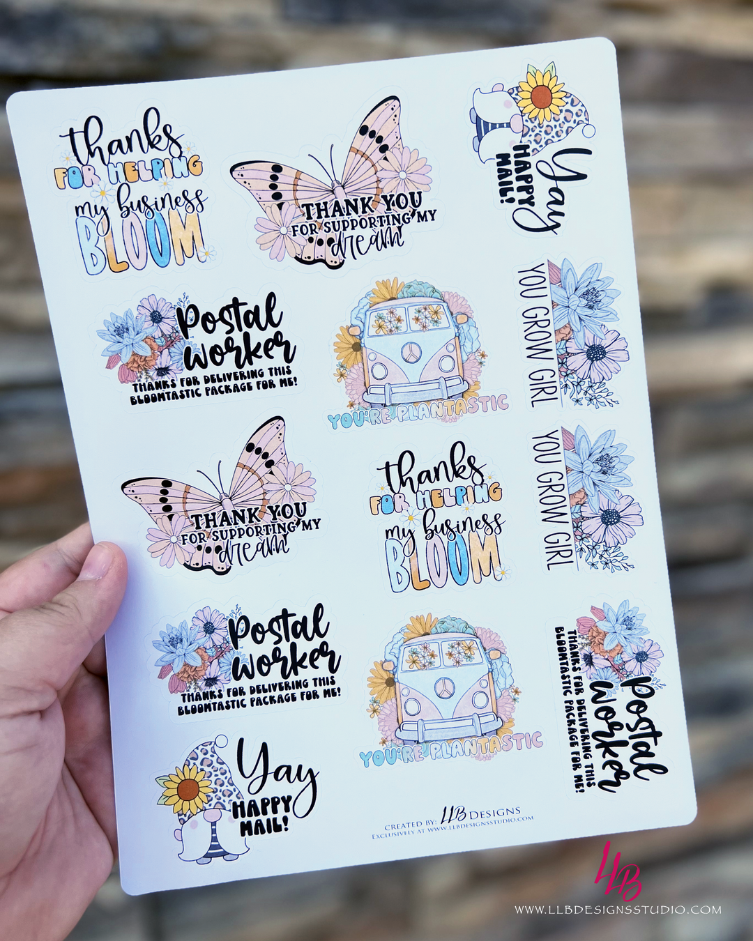 Mix Sticker Sheet - Spread Kindness Like Wildflowers |  Packaging Stickers | Business Branding | Small Shop Stickers | Sticker #: S0422 | Ready To Ship