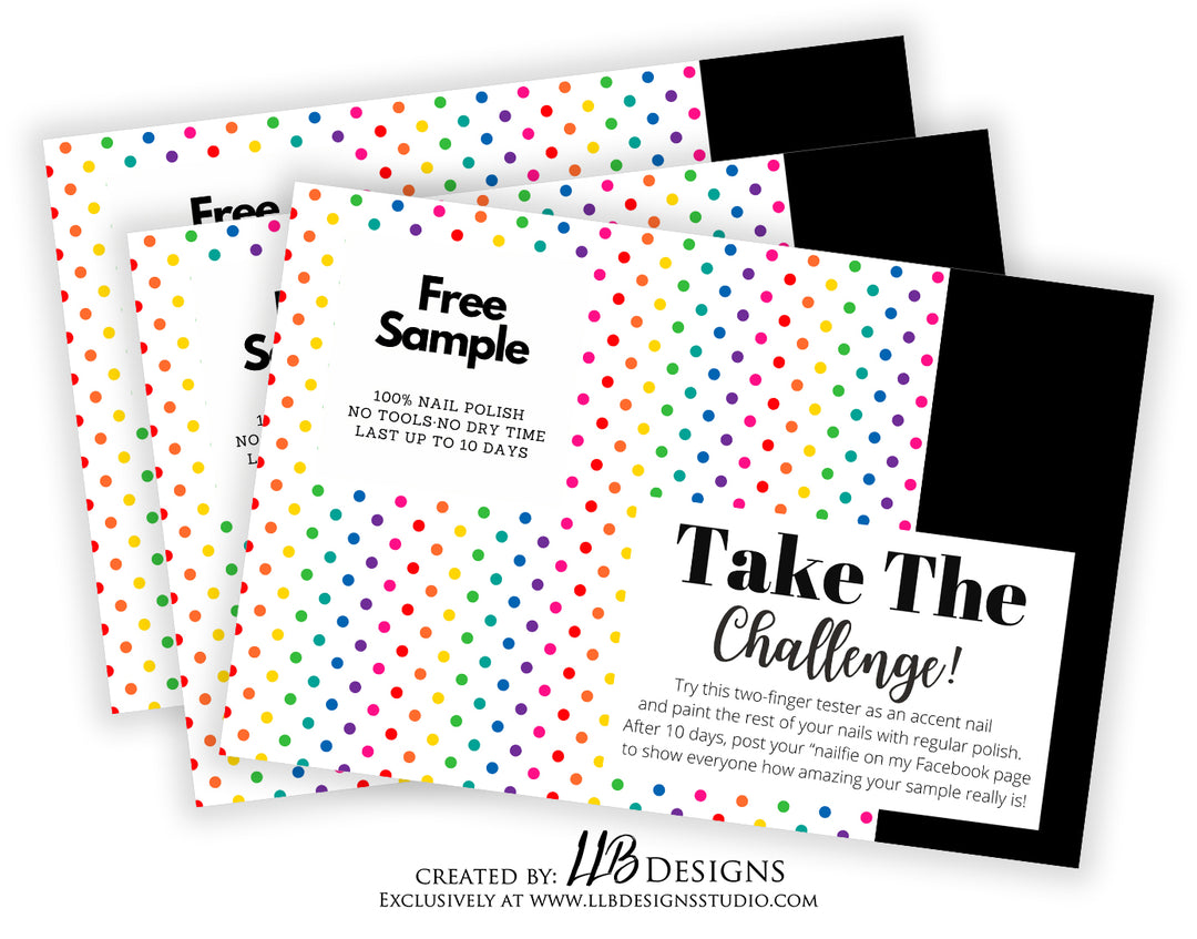 Take The Challenge | Free Sample Cards | White Color Dots