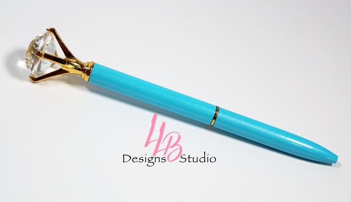 Stationary Pen | Neon Blue Diamond Pen | Black Ink | SKU # PEN05