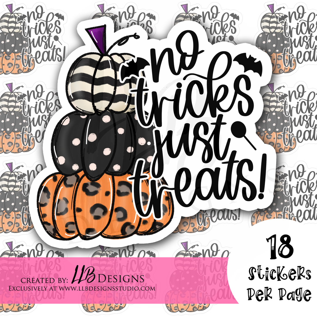 No Tricks Just Treats Pumpkins  |  Packaging Stickers | Business Branding | Small Shop Stickers | Sticker #: S0235 | Ready To Ship