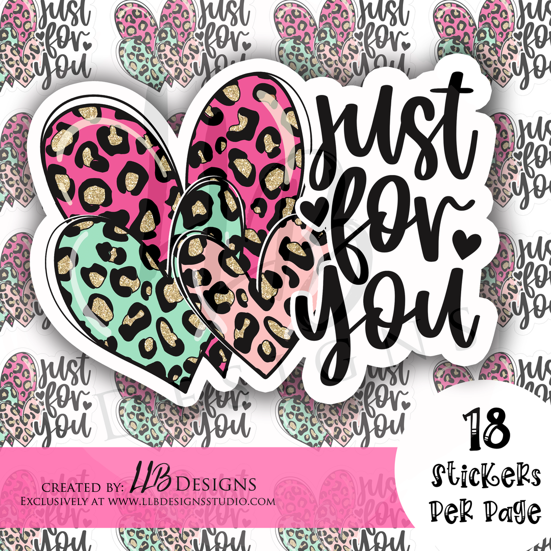 Just For You - Leopard Hearts |  Packaging Stickers | Business Branding | Small Shop Stickers | Sticker #: S0219 | Ready To Ship